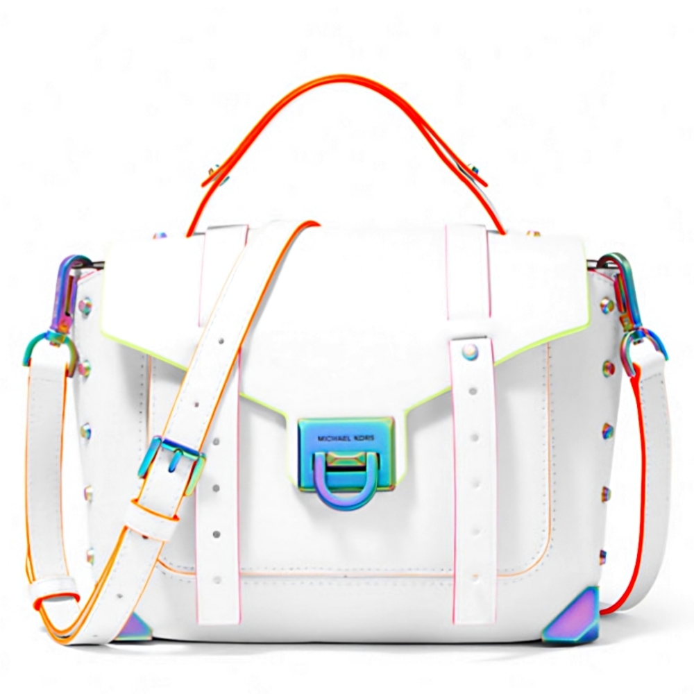 SOLD - Michael Kors Manhattan Medium Contrast-Trim Leather Satchel NWT 🦋